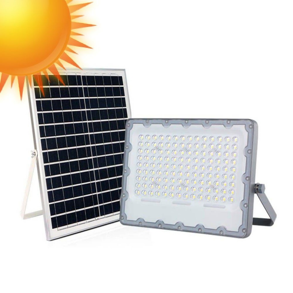 Foco Solar 100W ELEDCO, Proyector LED, Luz Neutra 4000K, Mando a